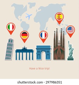 Concept of planning vacation. Colorful travel vector flat banner for your business, websites etc.