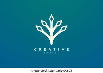 The concept of plant design is integrated into geometric shapes with a minimalist and modern style
