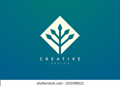 The concept of plant design is made into geometric shape in a rhombus with a minimalist and modern style