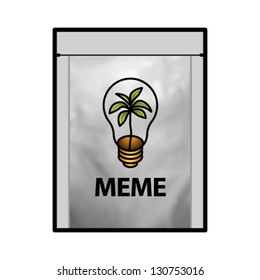 Concept: to plant a meme or an idea. A foil packet of seeds.