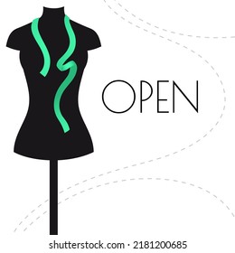 The concept for the plaque is open. Idea for the design of a clothing studio or clothing store