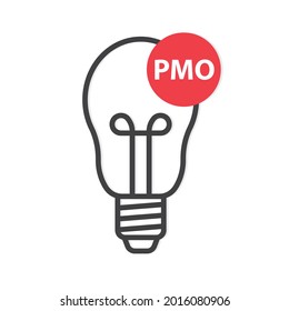 Concept Of PMO (Project Management Office) Acronym And Bulb Icon - Vector Illustration