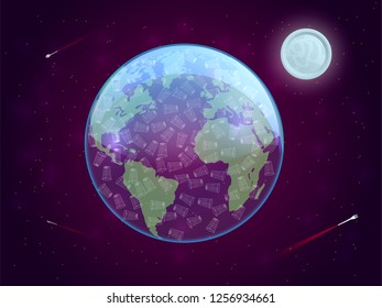 The concept of pollution of the planet disposable plastic utensils. Vector illustration.