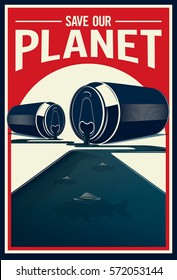 Concept of pollution in Propaganda style. Vector Illustration