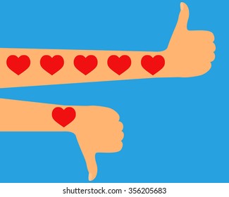 The concept of popularity in social networks. Like it or not like it. Vector illustration