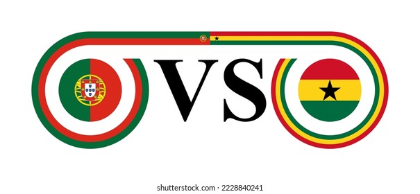 the concept of portugal vs ghana. vector illustration isolated on white background