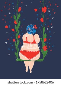 The concept of a positive body. Plus-size women .Trendy vector illustration for web, app.