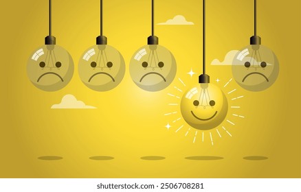 The concept of positive emotions, Thinking positively and growth mindset concept design, Business concept