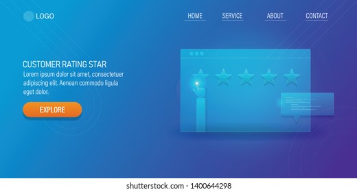Concept of Positive feedback, Positive customer review, 5 Star rating experience, vector illustration landing page