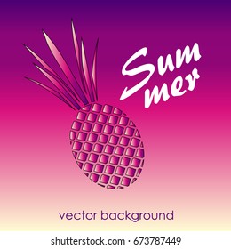The concept of a postcard on a summer theme with summer attributes.  
Beach vacation, pineapple. Vector illustration, banner.