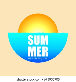 The concept of a postcard on a summer theme with summer attributes. Summer vacation, sea, sun, silhouette. Vector illustration, banner.