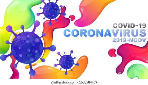 Concept  poster coronavirus 2019-nCov.Asian virus disease.Microscope virus close up.Corona virus icon.Pandemic flu.Banner Corona-virus,vector illustration.Infection,contagion,taint,pathogen organism.