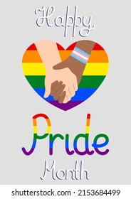 Concept Of Poster Happy Pride Month With Lettering Vector Illustration In Flat Style