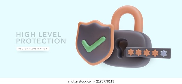 Concept poster for high level protection in 3d realistic style. Vector illustration