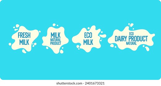 The concept poster for milk advertising. Vector illustration in a flat style. A set of vector elements.