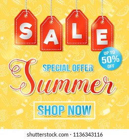 Concept of a poster for Summer Sale. Vector.