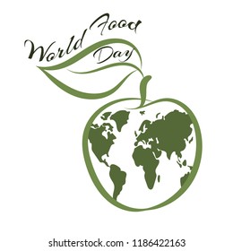 Concept poster: World Food Day. Map on stylized apple