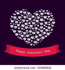 The concept of premium card Valentine's Day - silver heart
