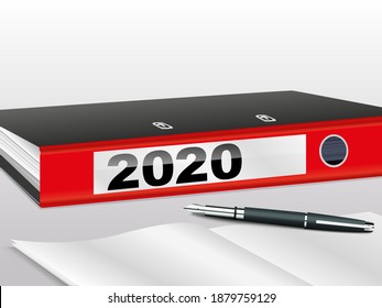Concept Of Presentation Of A Company Balance Sheet For The Year 2020 Which Is Seen Through A Magnifying Glass To Symbolize The Work Of Analysis