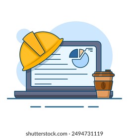 Concept of presenting new projects to partners and colleagues. shows graphs and pie charts. foreman giving presentation to client in conference meeting room. Modern vector illustration.