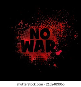 The concept of preventing war. The black text No to war is written on the blood prints. Vector illustration isolated on black background.