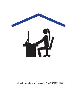 Concept of prevention of coronavirus. Stay at home during the coronavirus epidemic. Work at home during isolation. Home office. Be safe.