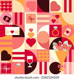 Concept print design Valentine day template modern vector pattern.