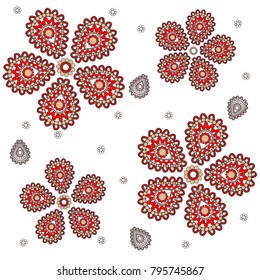 A concept for printing on fabric vector illustration. Geometrical pattern. Pattern of jewelry, gold and rubies. The idea for applying floral pattern.