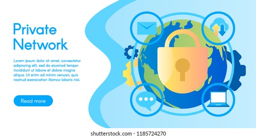 Concept of private network, vector illustration in flat design.