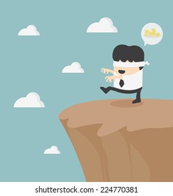 Concept of problem in blindfolded businessman