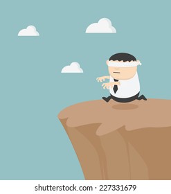 Concept of problem in blindfolded businessman fat