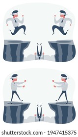 Concept of problem and crisis in business. Blindfold people. Set. Vector flat design illustration.