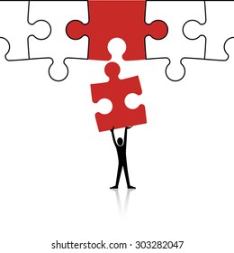 Concept of problem solving - connecting together puzzle pieces