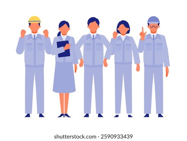 Concept for Problem Solving.  work uniforms people cartoon character head collection set. People face profiles avatars and icons. Close up image of positive people. Vector flat illustration.