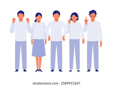 Concept for Problem Solving.  Working people cartoon character head collection set. People face profiles avatars and icons. Close up image of positive people. Vector flat illustration.