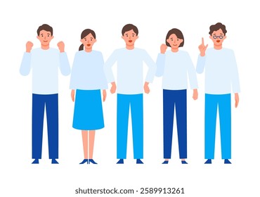 Concept for Problem Solving.  Working people cartoon character head collection set. People face profiles avatars and icons. Close up image of positive people. Vector flat illustration.
