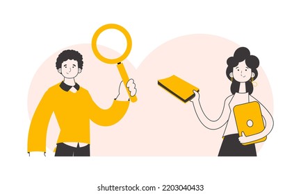 The concept of the process of hiring staff for work. Trendy linear style. Vector illustration.