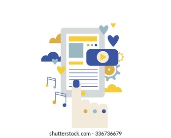 Concept of procrastination. Worker shelves his business. Flat vector illustration.