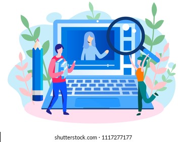 Concept Professional training, education, video tutorial for web page, banner, presentation, social media, documents. online business courses, presentation Vector illustration Expertise, skill 