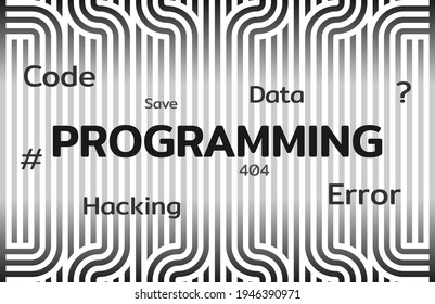 The concept PROGRAMMING. Application Development, Freelance, Remote work, Network security. Vector eps10