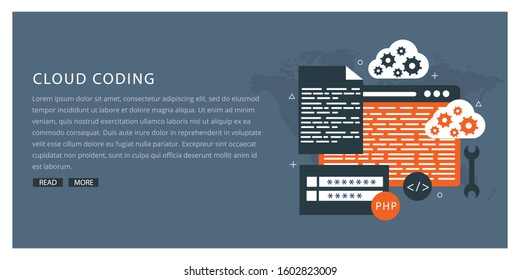 Concept of programming and software. Open web pages with coding and programming languages