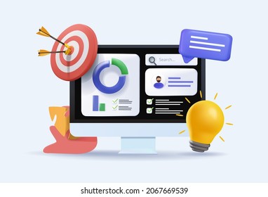 Concept of Project initiation. Project managment, life cycle. 3d vector illustration. Assignments , analyzing data concept. 3d vector illustration. Different features, 3D vector illustration free edit - Shutterstock ID 2067669539
