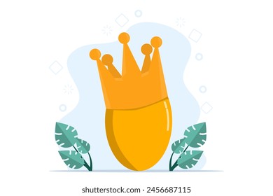 Concept of prosperity or valuable assets, golden egg investment, valuable retirement fund, wealth or savings, 401k or IRA, rich with crown wearing precious golden egg.