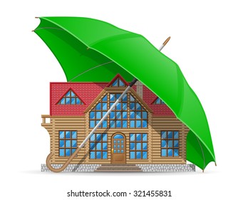 concept of protected house accommodation umbrella vector illustration isolated on white background