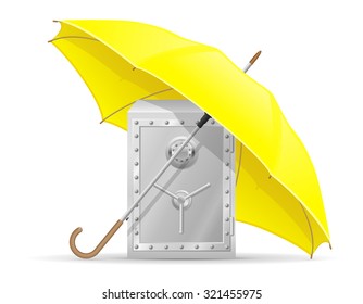concept of protected safe with money umbrella vector illustration isolated on white background