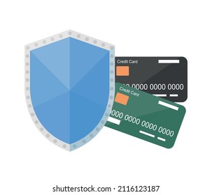 Concept of protecting bank payments. Security of money transfers. Vector isolated on a white background.
