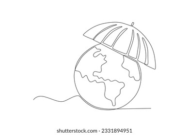 A concept of protecting ozone. World ozone day one-line drawing