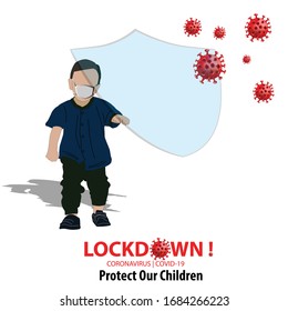 Concept of protecting your family during lockdown and stay at home campaign due to coronavirus crisis