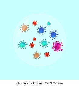 The concept of protection against viral molecules of bacteria in a transparent ball. No infection on earth.