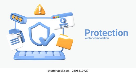 Concepto de protección de equipos electrónicos, datos virtuales y gestión